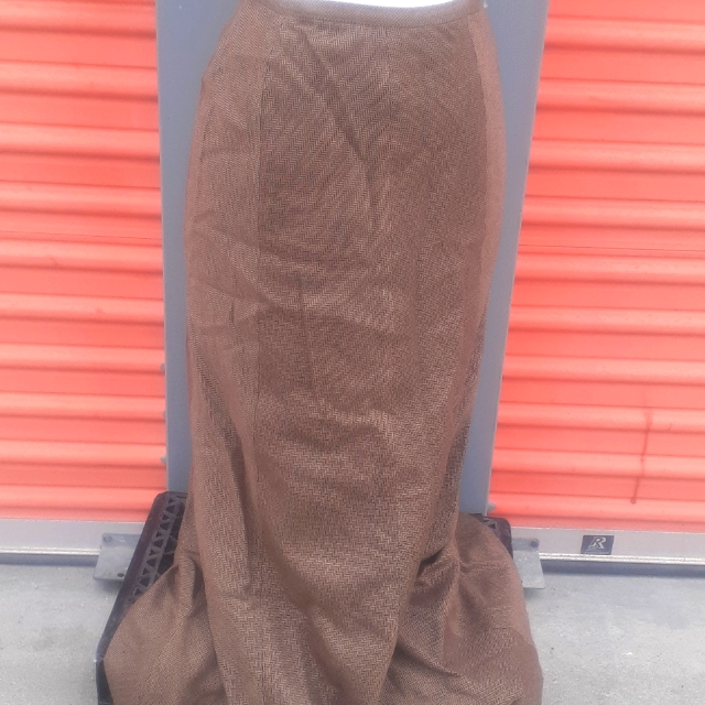 Vtg Worthington Tan Brown Maxi Skirt Modest Herringbone Sz 4